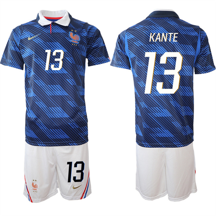 Men's France #13 N'Golo Kanté Navy 2026 World Cup Home Soccer Jersey Suit